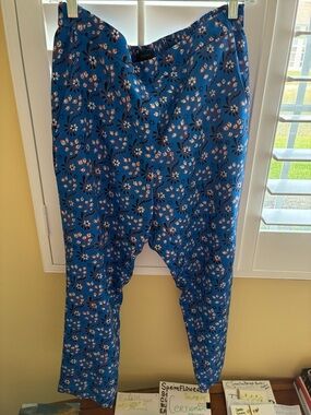 J. Crew Bright Blue Floral Pants
